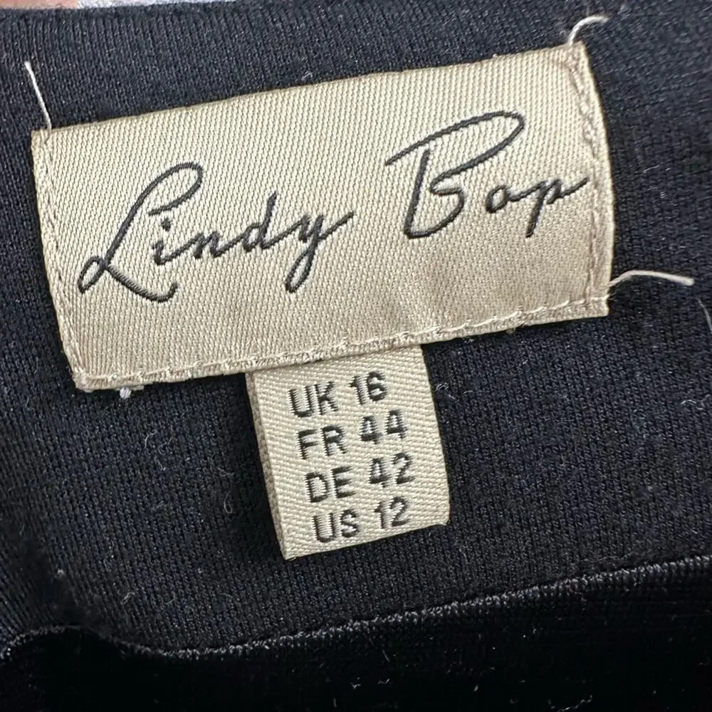Lindy Bop Dress Polka Dot Off Shoulder Pockets 12 L Retro 40's Twee Rockabilly - Picture 8 of 10